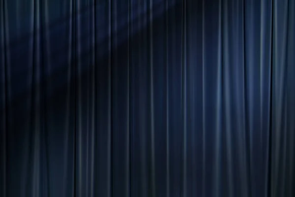 Mörk skugga i blå tyg gardin i teater — Stockfoto