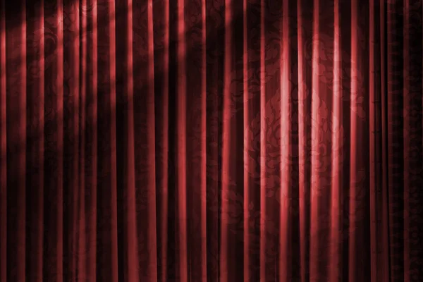 Textura de estilo asiático cortina roja en teatro vintage con luz — Foto de Stock