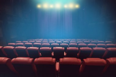 gösteri zamanı önce kırmızı koltuk boş tiyatro konser salonu veya film sinema