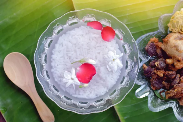 Khao Chae Arroz Agua Fría Comida Tradicional Tailandesa Suele Comer — Foto de Stock