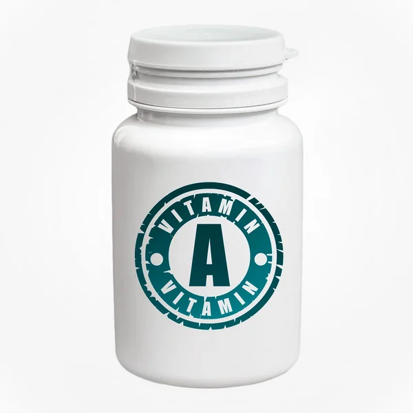 Бутылка таблеток с витамином А — стоковое фото