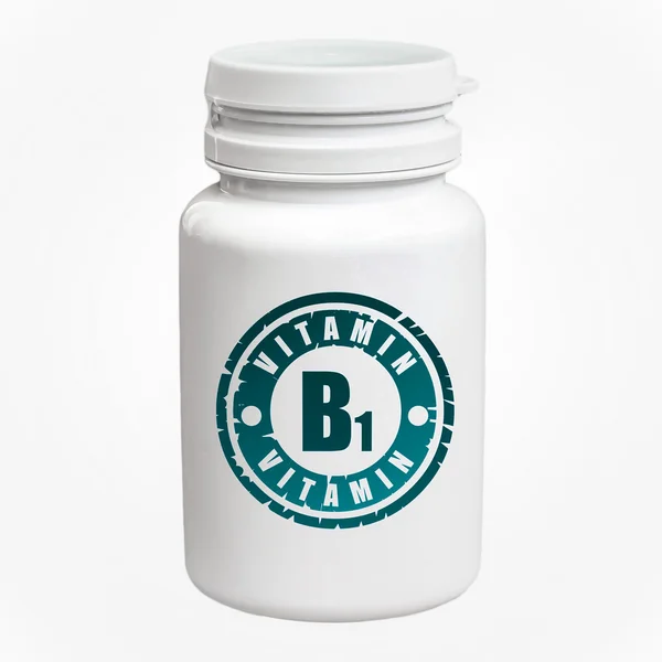Бутылка таблеток витамина В1 — стоковое фото