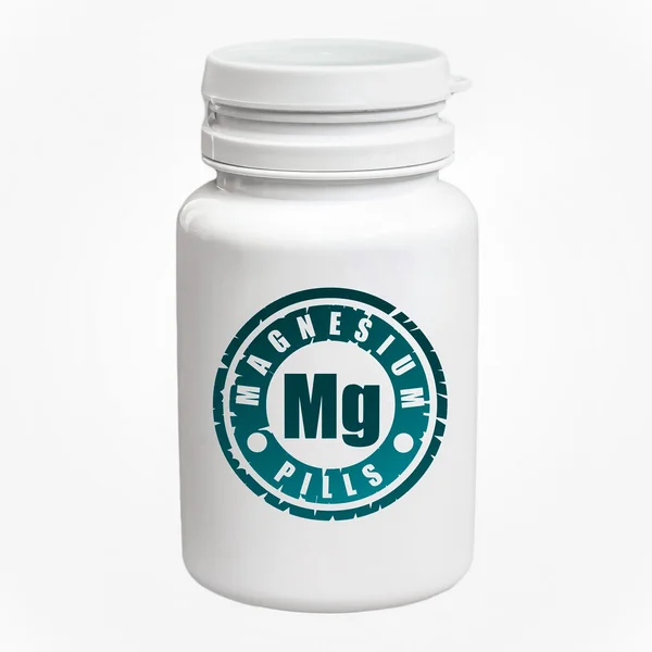 Sticlă de pastile cu magneziu Mg — Fotografie, imagine de stoc