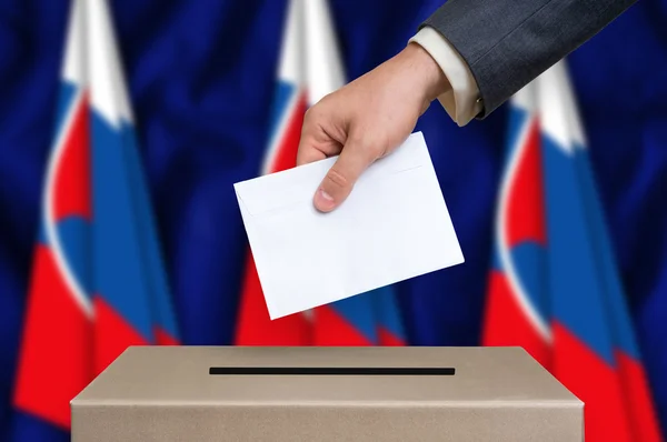 Выборы в Словакии - голосование у избирательного ящика — стоковое фото
