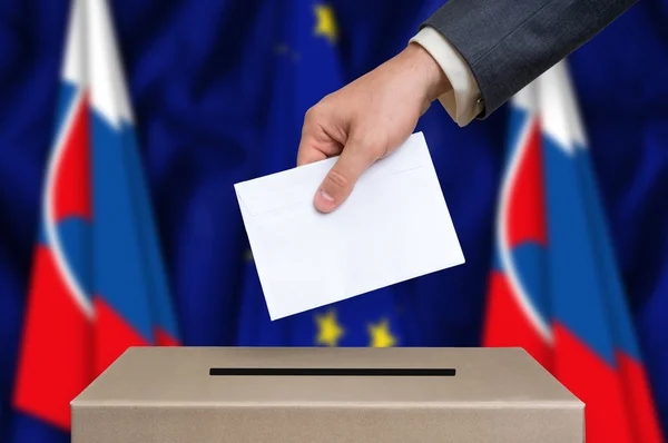 Seçimlerde oy oy sandığı Slovakya- — Stok fotoğraf