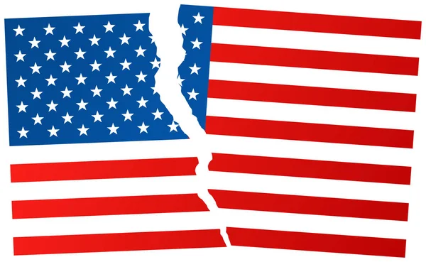 Zerbrochene Flagge der Vereinigten Staaten von Amerika — Stockvektor