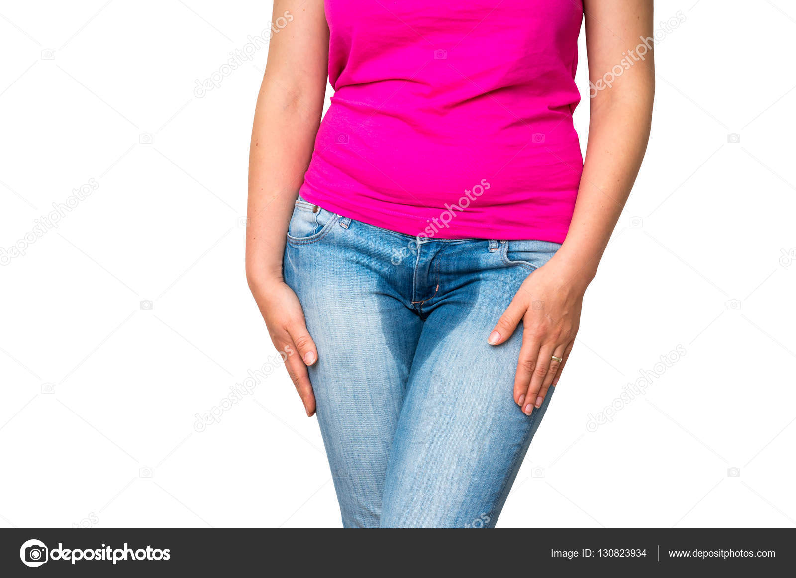 Woman with Hands Holding Her Crotch Stock Image - Image of lady