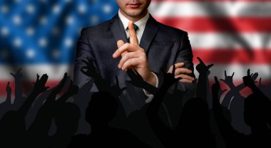 Amerikan aday insanlar kalabalık konuşuyor