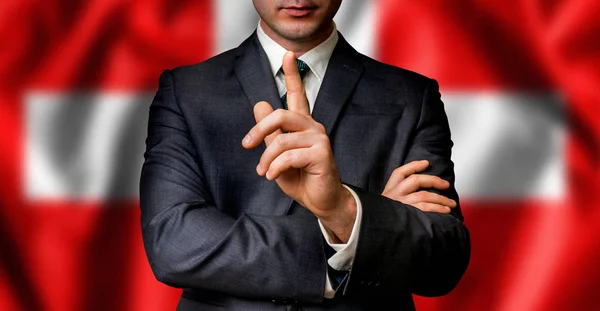 Swiss candidate speaks to the people crowd — Stock Photo, Image
