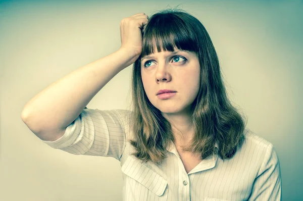 Joven mujer decepcionada en la depresión - estilo retro — Foto de Stock