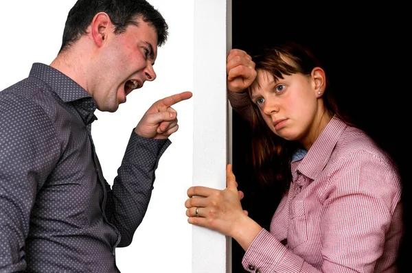 Unhappy couple arguing and do not understand each other — Stock Photo, Image