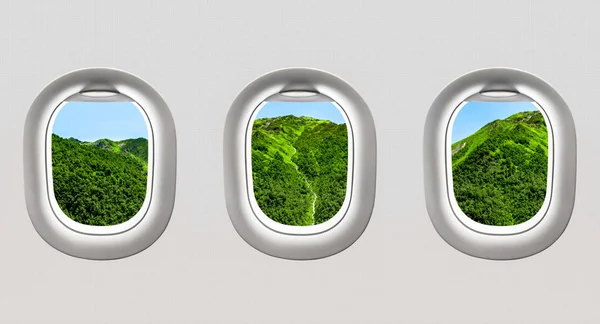 Vista de montanhas na Geórgia a partir de janelas de avião — Fotografia de Stock