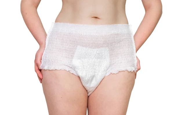 Femme portant une couche d'incontinence — Photo