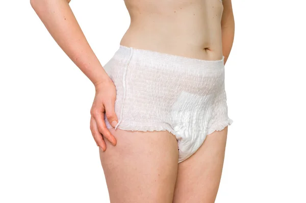 Woman wearing incontinence diaper — Stock Photo, Image