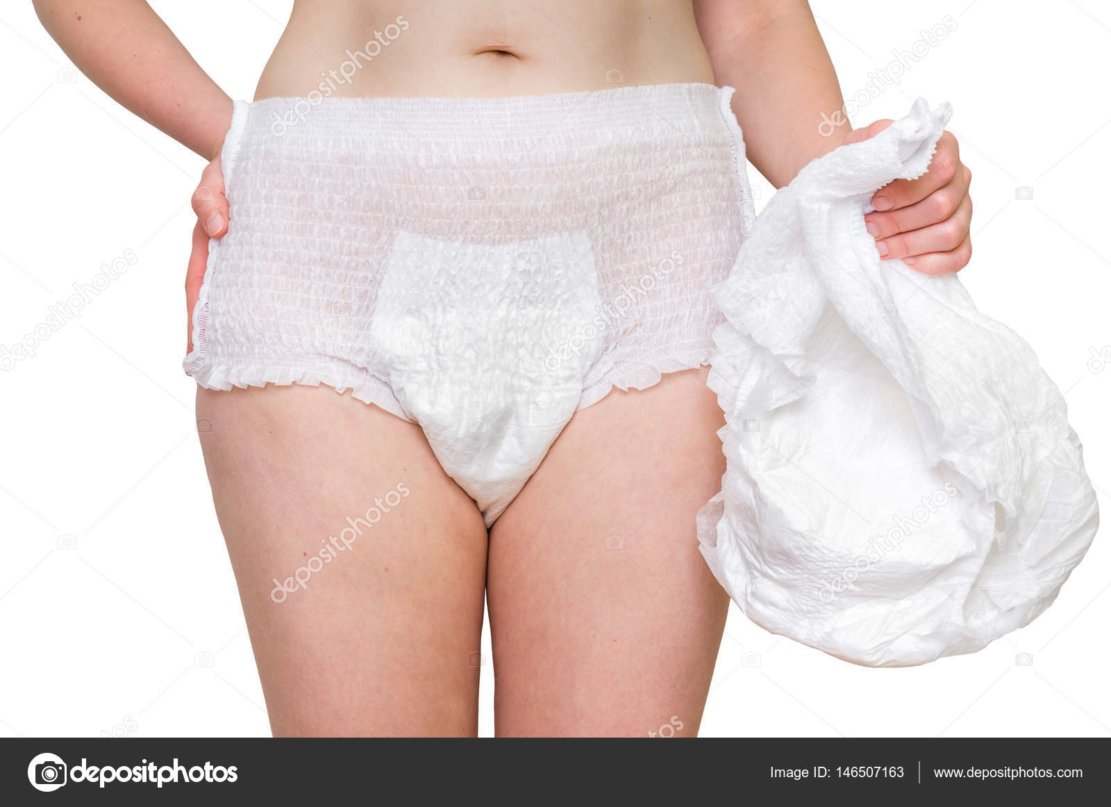 Woman wearing incontinence diaper Stock Photo by ©andriano_cz