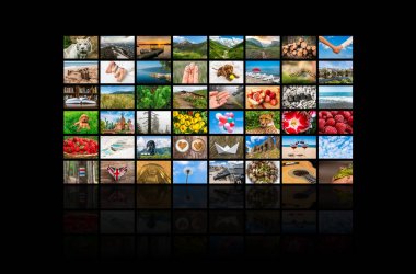 Büyük bir multimedya yayın video duvar oluşturan ekranlar