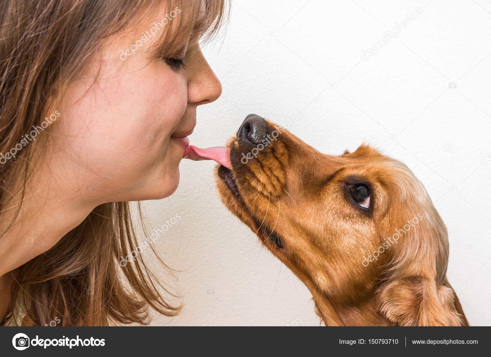 Niedlichen Hund leckt Frau — Stockfoto © andriano_cz 150793710
