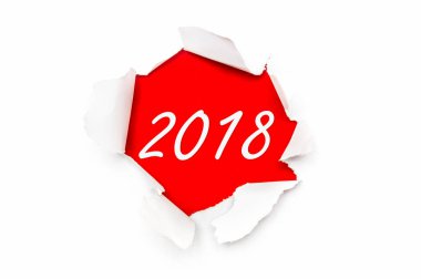 Yırtık kağıt yazılı kelimelerle yeni yıl 2018