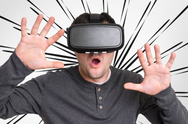 Sanal gerçeklik adamla 3d oyun oynarken gözlük