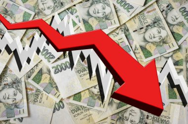 Çek kron para arka plan okla bırakarak