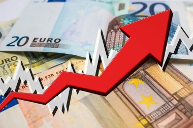 Ok euro para arka plan ile büyüyen