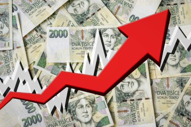 Ok Çek kron para arka plan ile büyüyen