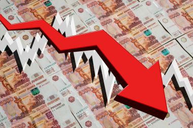 Rus ruble para arka plan okla bırakarak
