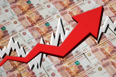 Ok Rus ruble para arka plan ile büyüyen