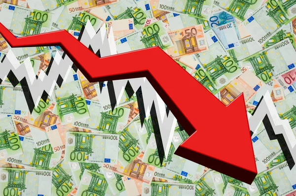 Ok euro para arka plan ile düşüyor — Stok fotoğraf