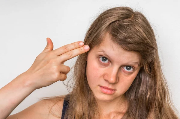 Vrouw zelfmoord met twee vingers — Stockfoto