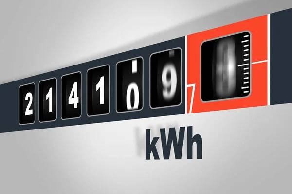 Γρήγορο τρέξιμο μετρητή ηλεκτρικής ενέργειας - ισχύς κατανάλωσης έννοια — Φωτογραφία Αρχείου
