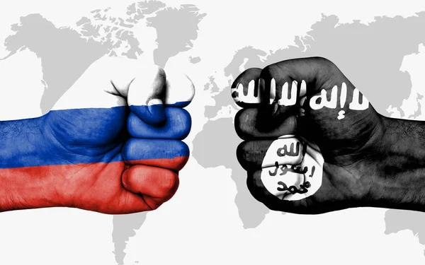 Conflict between Russia and Islamic State - male fists — Stock Photo, Image