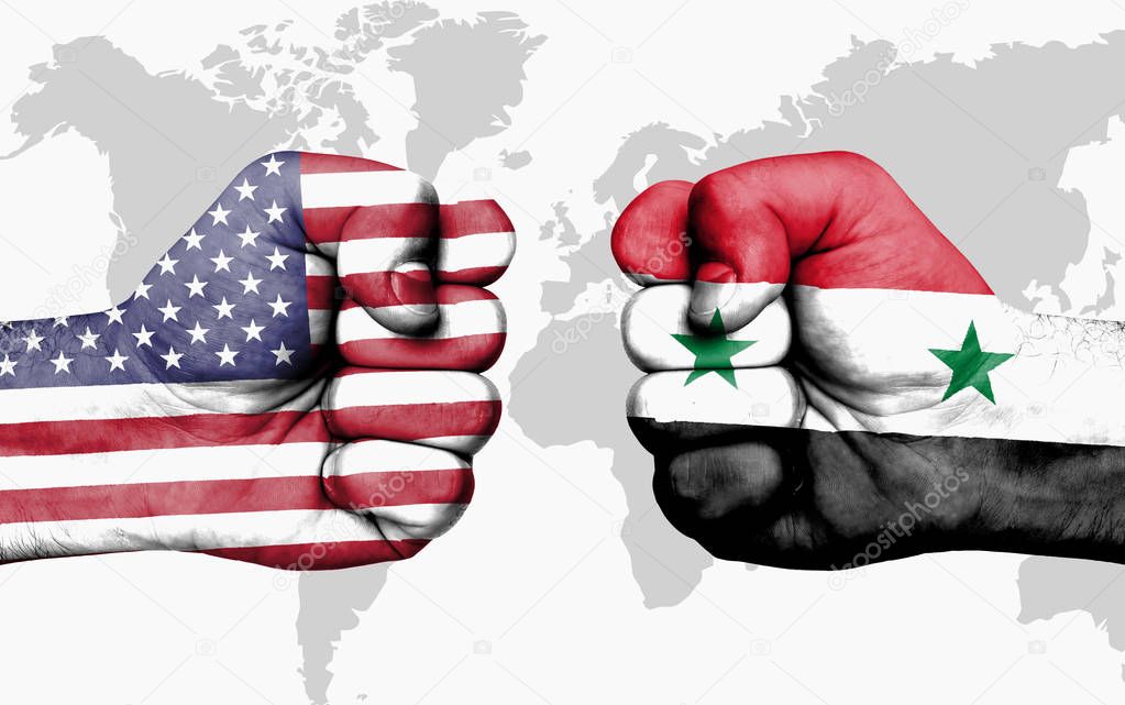 Conflict between USA and Syria - male fists