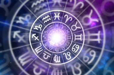Astrolojik zodyak işaretleri burç daire içinde