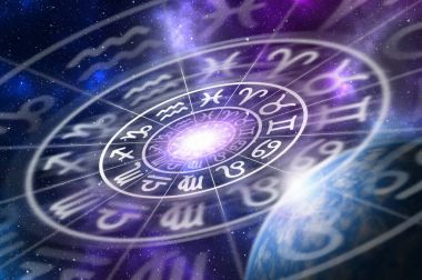 Astrolojik zodyak işaretleri burç daire içinde