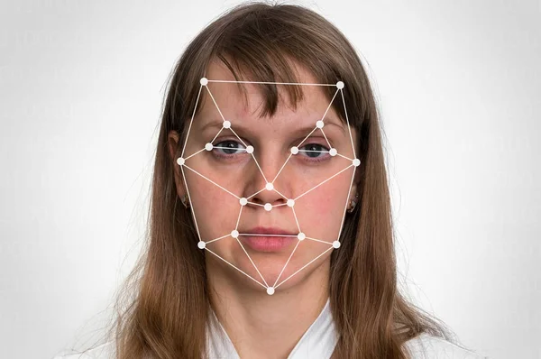 Woman face recognition - biometric verification concept