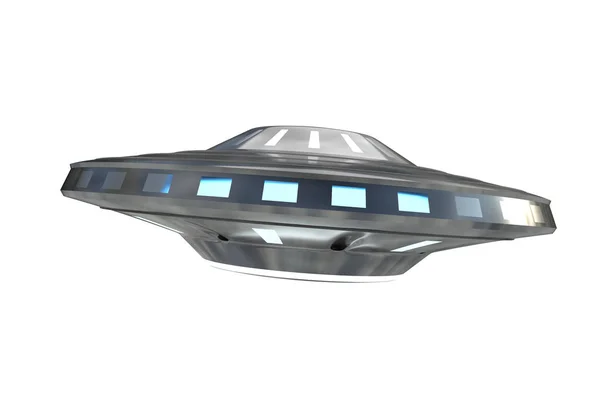 UFO eller alien rymdskepp isolerad på vit bakgrund — Stockfoto