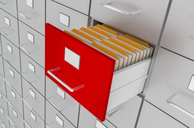 Açık dosya dolabı çekmece içinde belgelerle