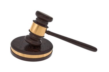 Beyaz arka plan üzerinde - hukuk kavramı izole tahta tokmak