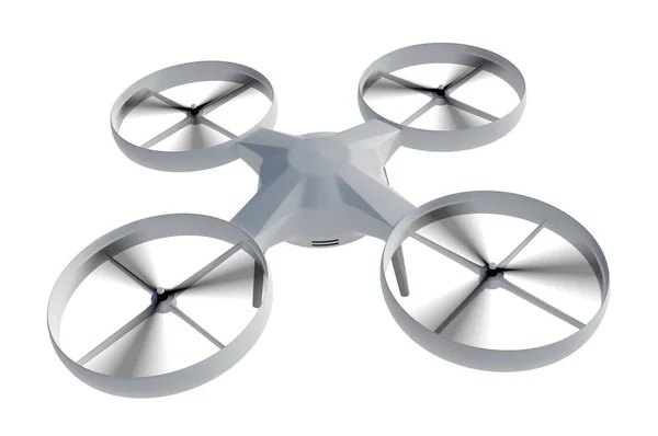 Quadcopter volant isolé sur fond blanc — Photo