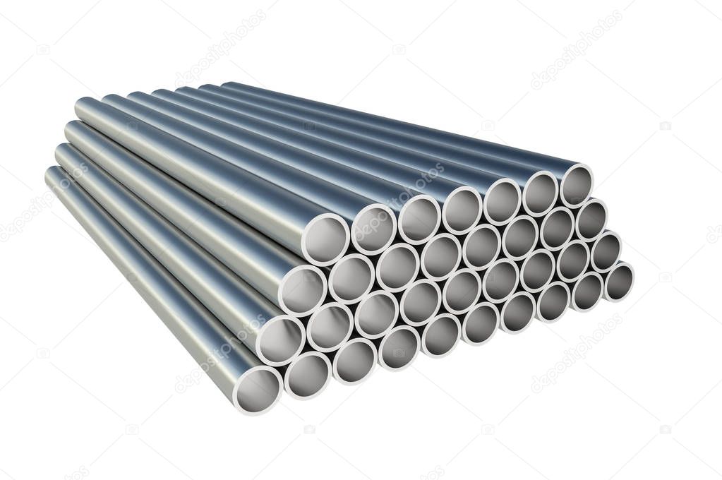 Steel metal profiles in pipe shape - industry concept