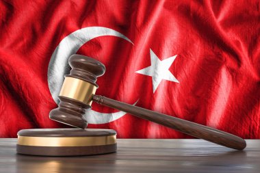Tahta tokmak ve arka plan - hukuk kavramı Türkiye'nin bayrak