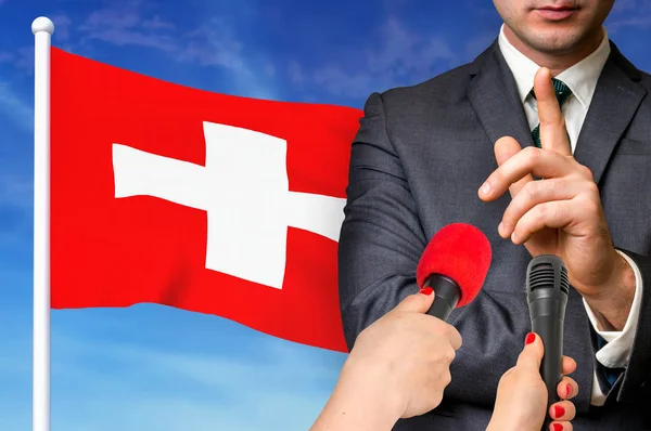 Persconferentie in Zwitserland — Stockfoto