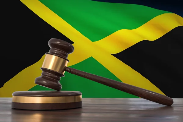 Gerechtigkeit in Jamaica. Holzhammer in Anwaltskanzlei. — Stockfoto