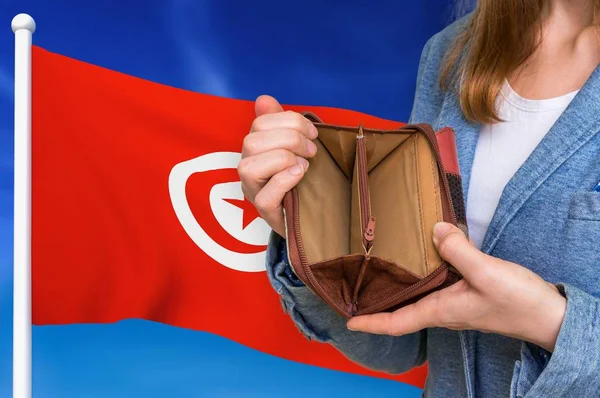 Poor person with empty wallet in Tunisia — Stock Photo, Image