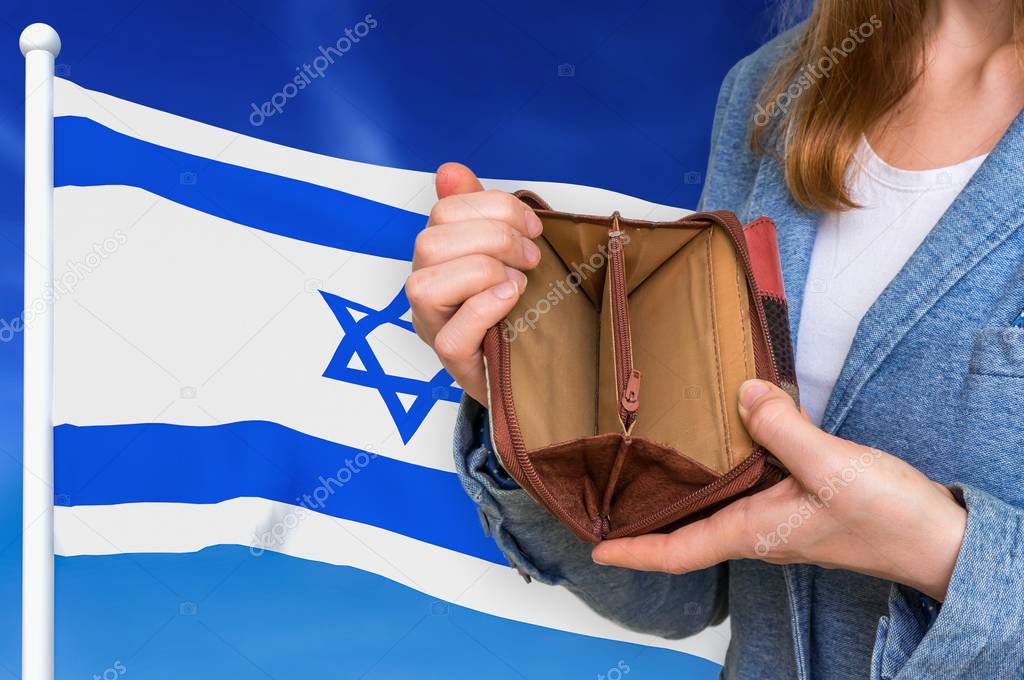 Poor person with empty wallet in Israel