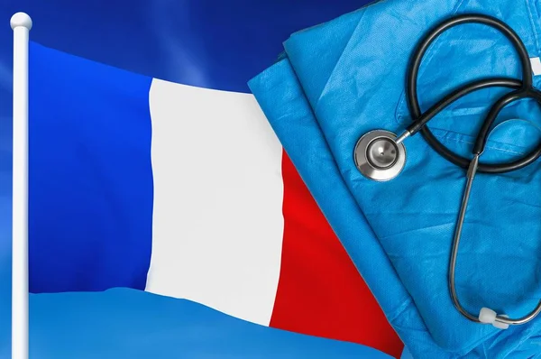 Health care in France. Stethoscope and medical uniform. — 图库照片