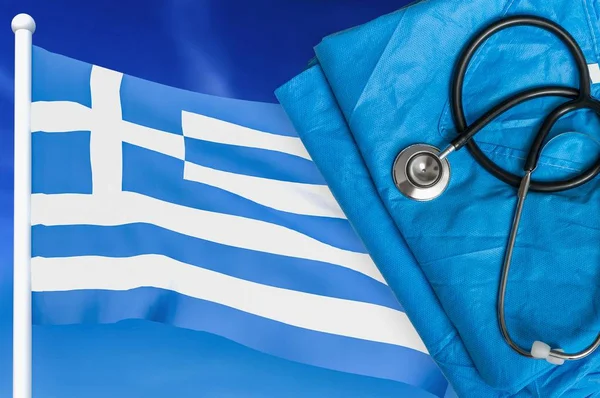 Health care in Greece. Stethoscope and medical uniform. — Stock Photo, Image