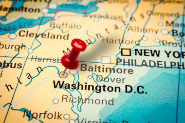 Pushpin Amerika 'daki Washington şehrini işaret ediyor
