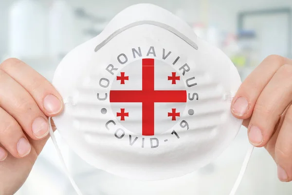 Respirator Mask Flag Georgia Coronavirus Covid Epidemic Concept — Stock Photo, Image